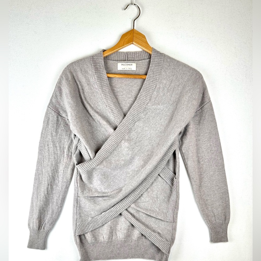Falconeri Cashmere Criss Cross‎ Sweater Made in Italy Quiet Luxury Neutral